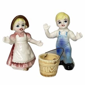 Vtg Hi Style Bone China Jack & Jill Mini Figurines By Bridge Japan Nursery Rhyme